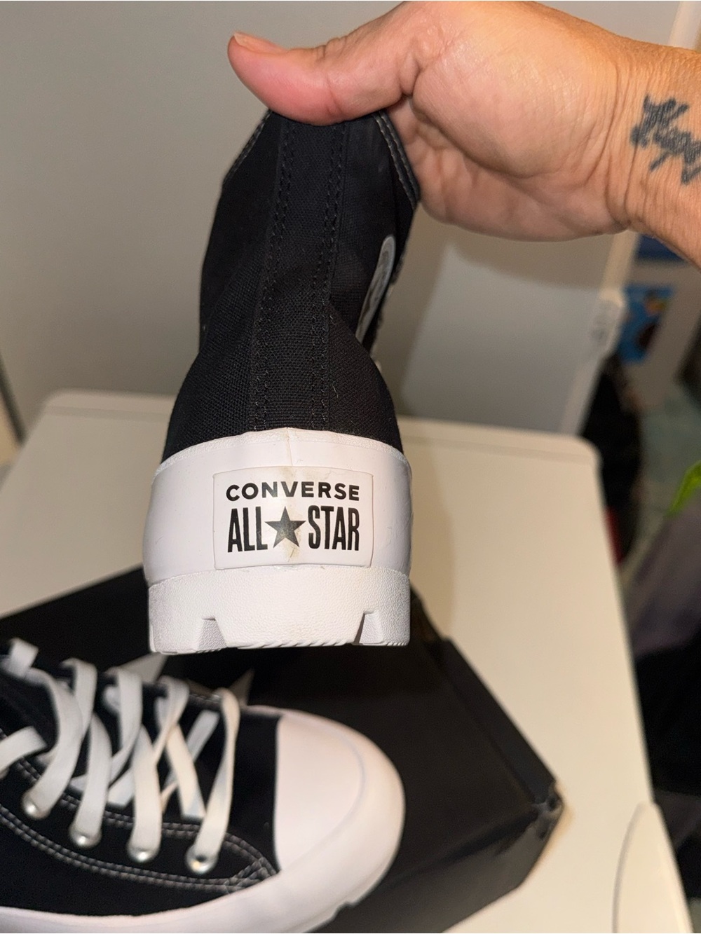 Converse Black & White Platform Chuck Taylor Sneakers - Picture 5 of 12
